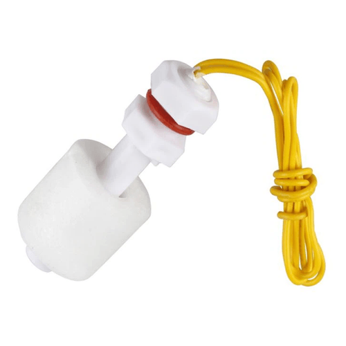 Submersible float switch with lead wires, the kind used in tanks and reservoirs